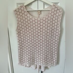 Sundance  Blush Lace Overlay Tank with Linen Jersey back, Size Medium
